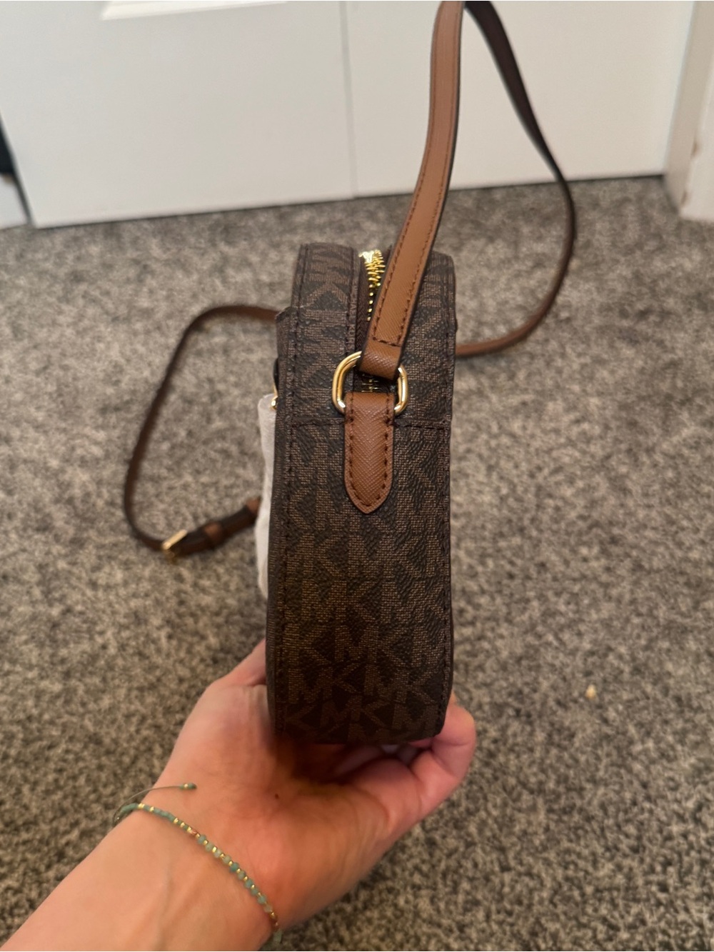 Michael Kors Jet Set Large Logo Crossbody Bag Brown MK Signature NWT - Picture 8 of 13